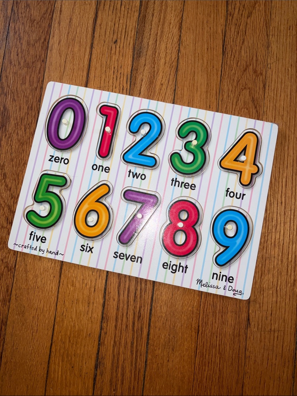 Melissa & Doug wooden counting number puzzle crafted by hand